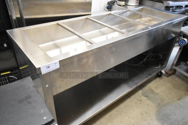 Win Depot WBFHT-500 stainless steel electric steam table with under shelf, 208V, 1 phase, excellent condition.