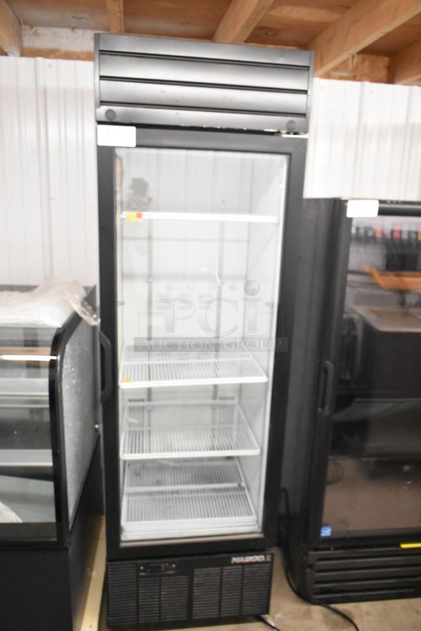 2019 Habco SE18 metal commercial single door reach-in cooler with poly-coated racks. Model: SE18, 115V, 1 phase, excellent condition.