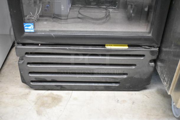 Imbera VR12 metal commercial cooler merchandiser; single door, poly-coated racks, 115V, 1 phase, Energy Star label visible.