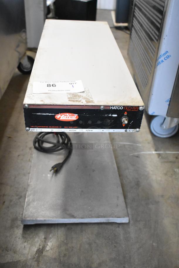 Hatco GRFFB metal commercial countertop heat strip/warmer, 120V, 1 phase. Visible wear on surface, includes power cord.
