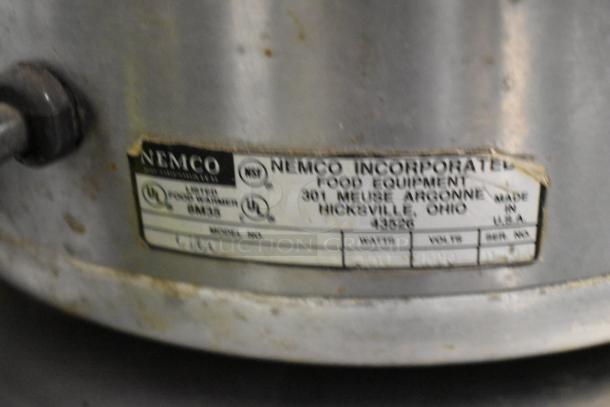 Hamilton Beach blender and Nemco countertop soup kettle food warmer, both used, visible Nemco label detailing specs.