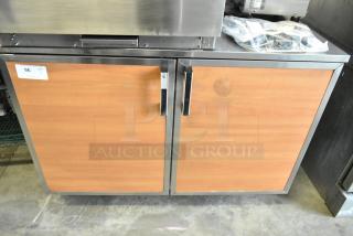 Duke RUF-48 Stainless Steel Commercial 2 Door Work Top Cooler on Commercial Casters. 120 Volts, 1 Phase. - Item #1209678