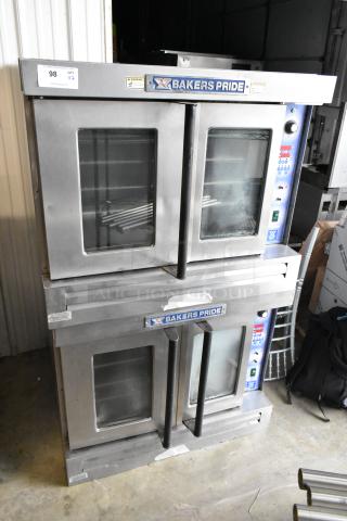 2 Bakers Pride Stainless Steel Commercial Gas Powered Full Size Convection Oven w/ View Through Doors, Metal Oven Racks and Thermostatic Controls. 2 Times Your Bid! - Item #1209680