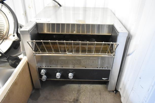 Vollrath JT3H CT4H-220950 stainless steel conveyor toaster oven, 220V, commercial use, adjustable controls, good condition.