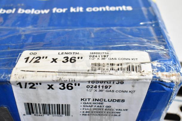 Brand new Dormont 1650KIT36 Deluxe SnapFast 36" gas connector kit with tags; includes two elbows and restraining cable.