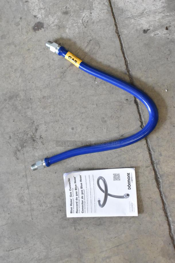 Dormont 1650KIT36 Deluxe SnapFast® 36" gas connector kit, blue hose, new, includes elbows and restraining cable, 1/2" diameter.