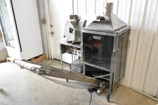 BE&SCO Beta 900 stainless steel tortilla press/oven combo, model GDM-06-34-HC, 240V, 1-phase, with caution hot label.