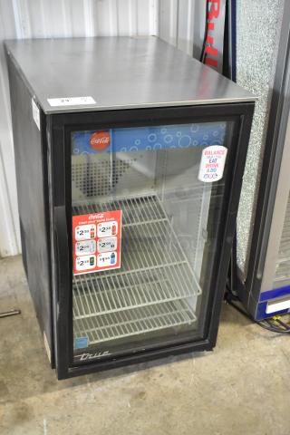 2019 True GDM-06-34-HC Mini Cooler Merchandiser, glass door, Coca-Cola branding, 115V, 1-phase, good condition.