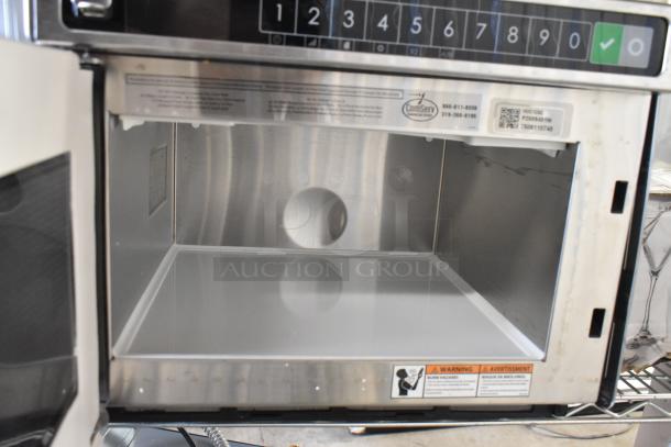 BRAND NEW 2025 Amana HDC12A2 stainless steel commercial microwave, push button controls, 120V, 1 Phase, minor scratches.