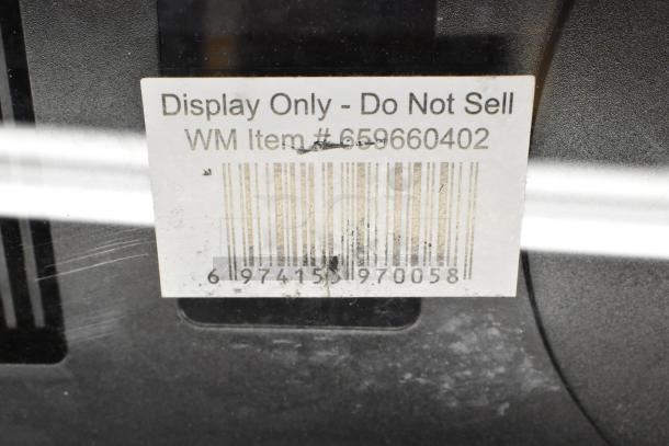 Barcoded label reads "Display Only - Do Not Sell, WM Item #659660402" on a Farberware countertop dough mixer.