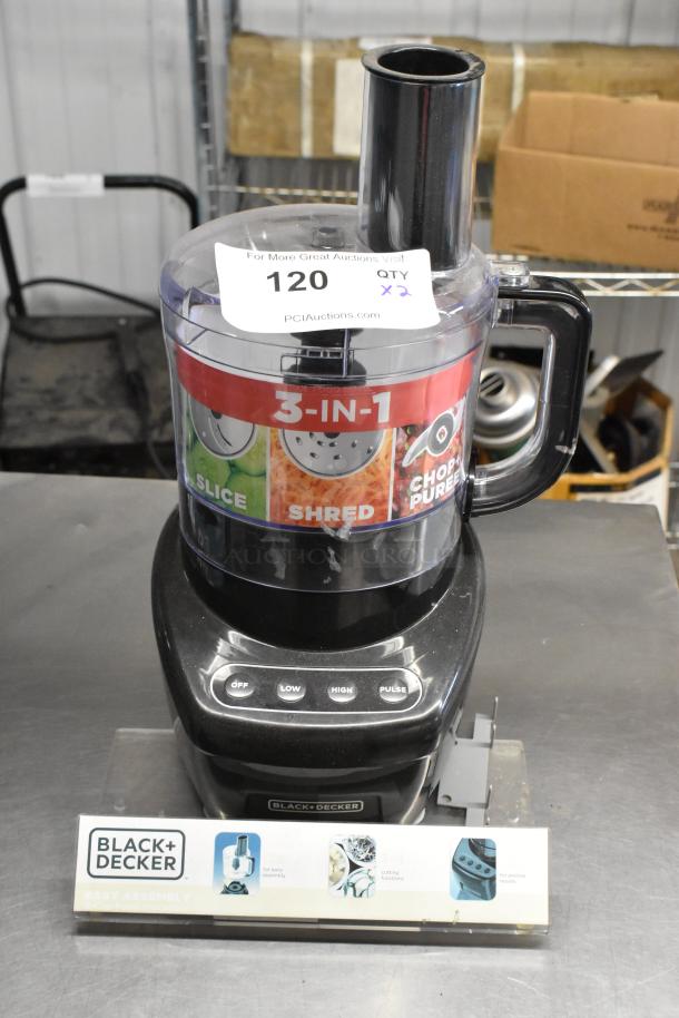 Farberware countertop dough mixer and Black & Decker 3-in-1 food processor, display units, as-is condition.