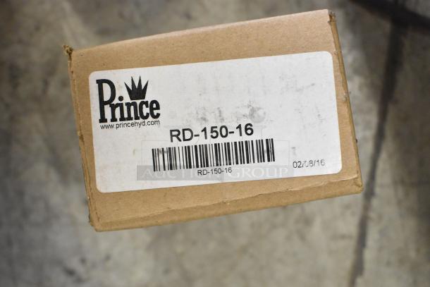 Two boxes containing Prince RD-150-16 parts with original packaging, visible label indicating barcode and website.