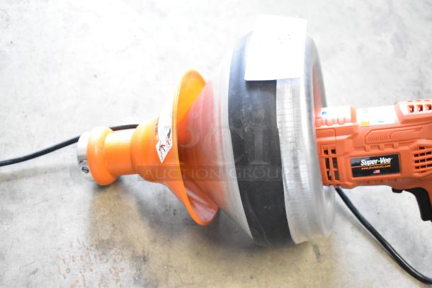 Brand new scratch and dent General NSV1A0579 pipe cleaner. Orange with Super-Vee branding, includes power cord.