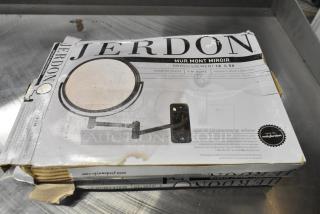 10 Jerdon 10BJP7506BK 8" round black 2-sided wall-mount mirrors, new, scratch and dent. Box shows damage.