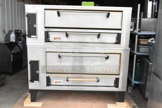 2 Marsal & Sons SD448 Stainless Steel Commercial Natural Gas Powered Single Deck Pizza Oven w/ Cooking Stones. 95,000 BTU. 2 Times Your Bid! - Item #1209818