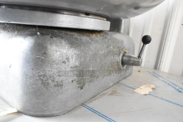 Hobart 84185 metal commercial buffalo chopper, showing wear on the base, 115 volts, 1 phase, countertop model.