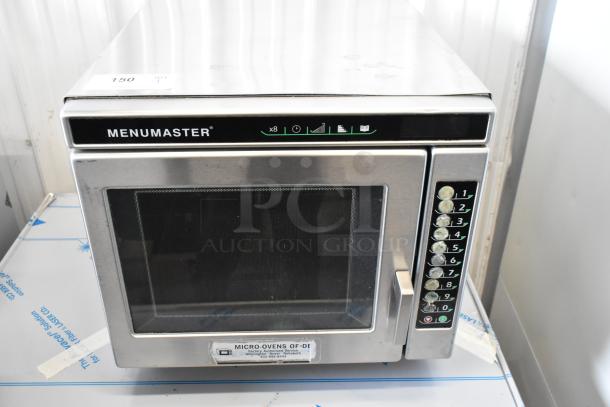 2018 Menumaster MRC30S2 stainless steel commercial countertop microwave oven, 208/240 volts, 1 phase, keypad controls.