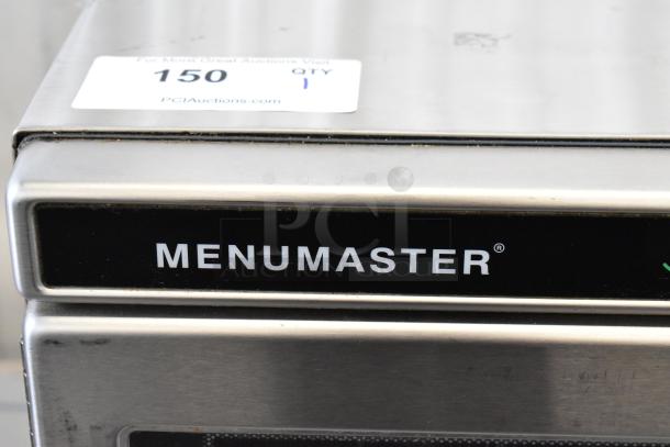 2018 Menumaster MRC30S2 stainless steel commercial microwave oven. Includes model label, runs on 208/240 volts, 1 phase.