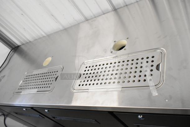 Brand new scratch and dent metal commercial direct draw kegerator, 115 volts, 1 phase. Stainless steel top with perforations.