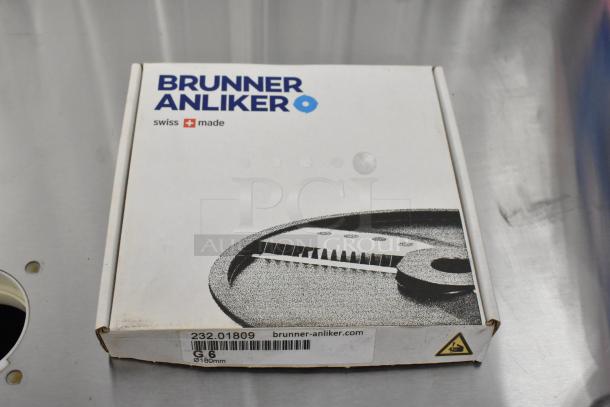 Brand new Brunner Anliker food processor blades in original packaging, model G6, 180mm, Swiss made.