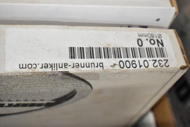 Brand new Brunner Anliker food processor blades, set of 11. Box shows barcode and model number 2332.01900.