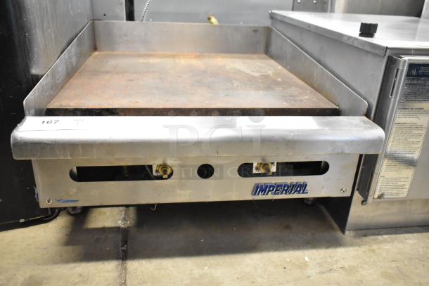 Imperial ITS-24 Stainless Steel Griddle, natural gas, commercial countertop, flat top, used, model markings visible.