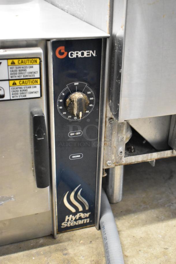 Groen HY-3E HyPer Steam stainless steel commercial countertop electric steamer, single deck, 240V, 3-phase, control dial visible.