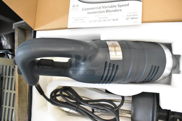BRAND NEW AvaMix 928IBHDW10 Heavy-Duty Variable Speed Immersion Blender, 10" Whisk, 1 1/4 hp, 120V, original packaging.