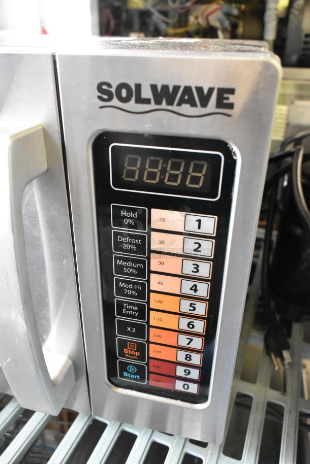 Brand new 2024 Solwave 180MW1000SS stainless steel commercial microwave with digital push-button controls, 120V.