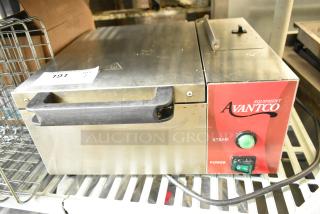 Avantco 177QS1800SS stainless steel countertop steamer with visible power and steam controls; 120 volts, 1 phase.