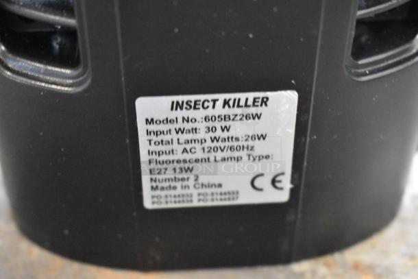 Brand new Zap n Trap Bug Zapper, 120V, 1 Phase, Model 605BZ26W, 30W input, made in China, features fluorescent E27 13W lamp.