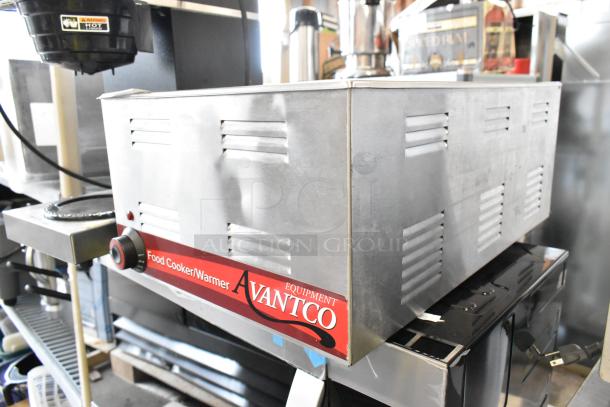 Avantco 177W50CKR stainless steel commercial food warmer, 120 volts, 1 phase, features vents and control knob, good condition.