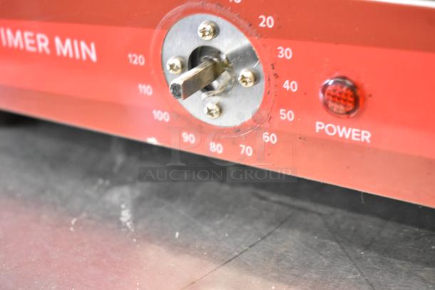 Avantco 177CO16 convection oven dial and power indicator. Note: broken glass. Stainless steel, 120V.