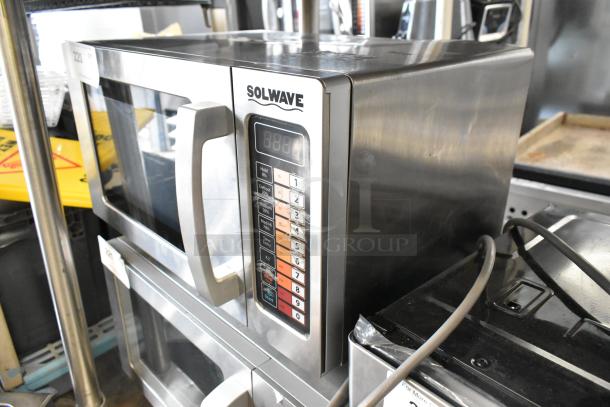 BRAND NEW 2023 Solwave 180MW1000SS Stainless Steel Commercial Microwave with push button controls, 120V, 1 Phase, minor scratches.