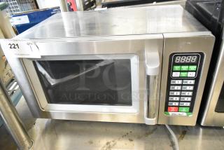 Winco Spectrum EMW-1000ST stainless steel commercial microwave, new scratch and dent, with push button controls, 120 volts.