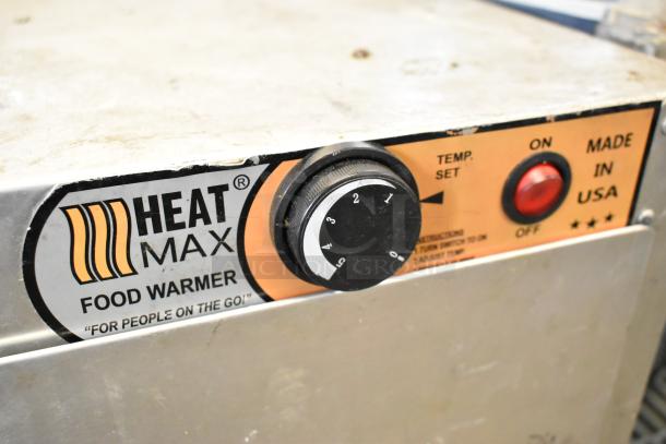 2020 Heat Max 191929HB commercial heated holding cabinet, metal, 120V, 1 phase, temperature dial, "Made in USA" label.