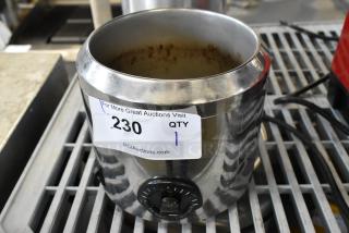 Server FS-2 stainless steel countertop food warmer, 120 volts, 1 phase, with dial control. Auction tag "230" visible on side.