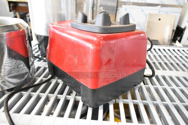 Axis Metal Countertop Blender Base, red and black, 120 Volts, 1 Phase, showing moderate wear.