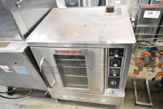 Blodgett Stainless Steel Commercial Natural Gas Powered Half Size Convection Oven w/ View Through Door, Metal Oven Racks and Thermostatic Controls. - Item #1210002
