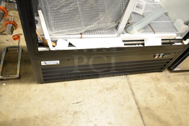 Avantco 178GDS47HCB 53" black merchandiser refrigerator, missing doors, with LED lighting. 115 Volts, 1 Phase power.