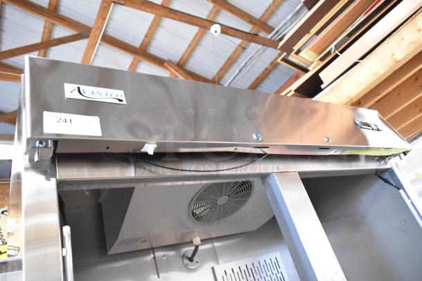 2025 Avantco 178SS2RGHC 54" stainless steel reach-in refrigerator, missing doors, 115 volts, 1 phase, model labeling shown.