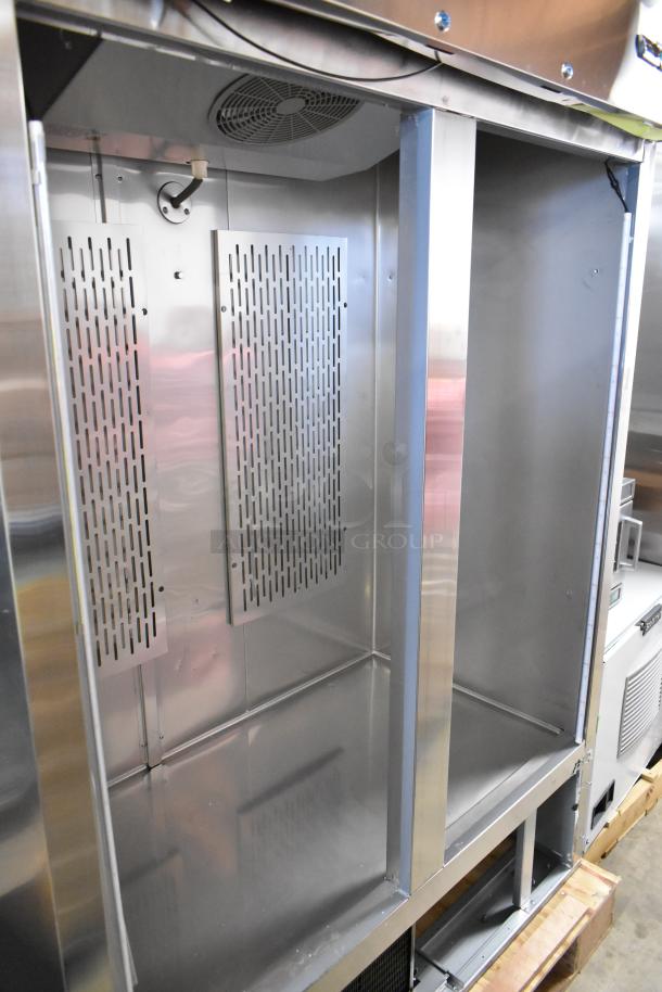 2025 Avantco 178SS2RGHC 54" stainless steel reach-in refrigerator without doors, 115V, 1 phase, interior view.