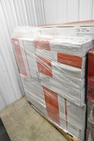 46 brand new boxes of 11905 White Square Edge Tiles, each box with 10 nominal 2'x2' tiles, palletized and wrapped.