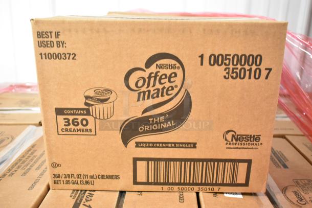 Box of 360 Nestlé Coffee Mate Liquid Creamer Singles, The Original flavor, new condition, labeled with best by date code.