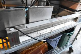 ServIt 423SW42TCPA metal commercial heating strip, 120V, 1 phase, shown mounted with wiring. Condition: used, operational.