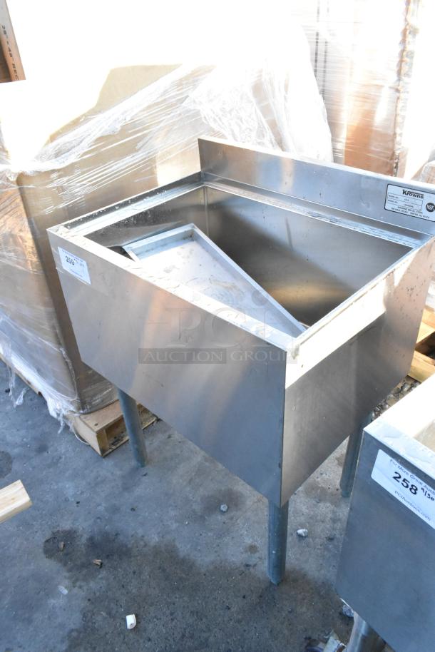 Krowne stainless steel commercial ice bin, durable construction, excellent condition, visible brand label on front.