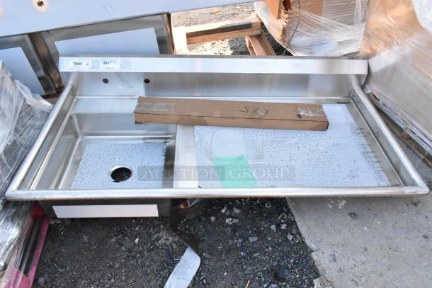 BRAND NEW Regency 60" 16-Gauge Stainless Steel Dishtable, sink on left, scratch and dent. Includes tag "Regency NSF 261."