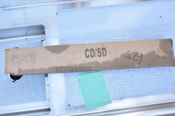 BRAND NEW SCRATCH AND DENT Regency 60" 16-Gauge Stainless Steel Soiled Dishtable with left sink; visible CD/SD marking.