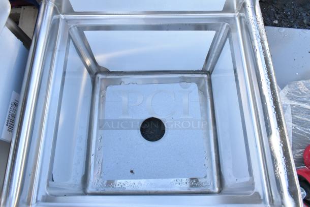 Brand new Steelton 522CS11818N 23.5" 18-gauge stainless steel commercial sink, no legs, 18"x18"x12" bowl, sans drainboard.