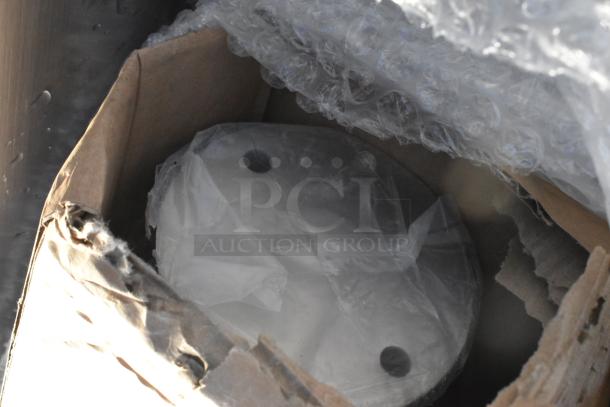 Brand new Regency 48" x 17.5" wall-mounted hand sink, scratch and dent condition, packaged in box with bubble wrap.